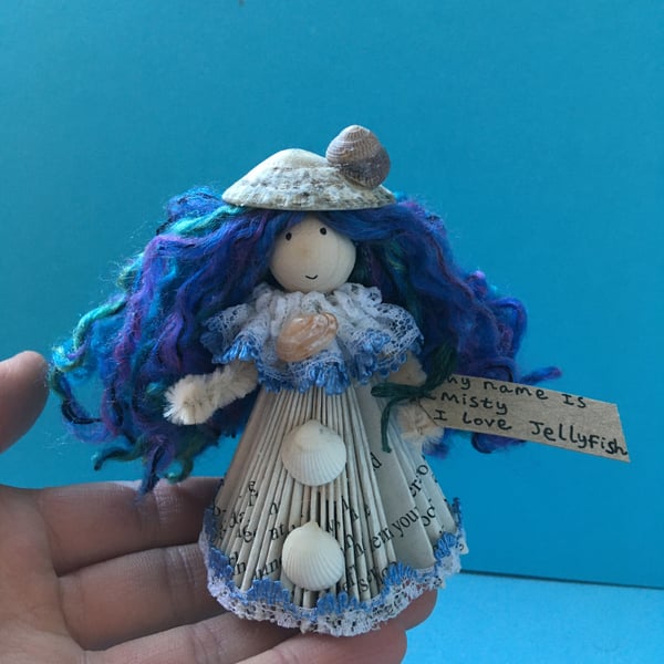 Fairy Doll Decoration - Folded Book Art - Beach Themed Decoration