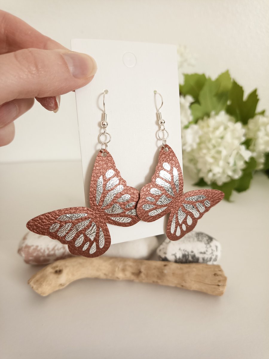 Butterfly Faux Leather Earrings