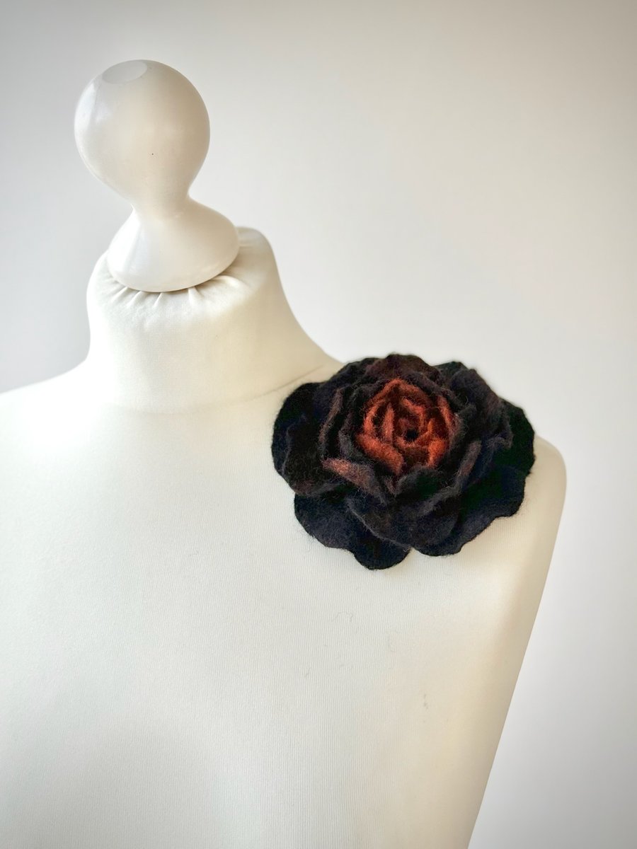 Floral Brooch Felt Jewelry Flower Pin Handmade Item Unusual Jewellery Wet Feltin