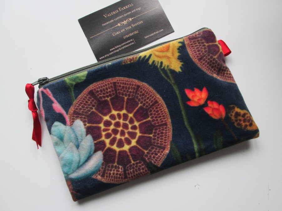 Summer Seconds Printed Velvet  Make Up Bag  Pencil Case