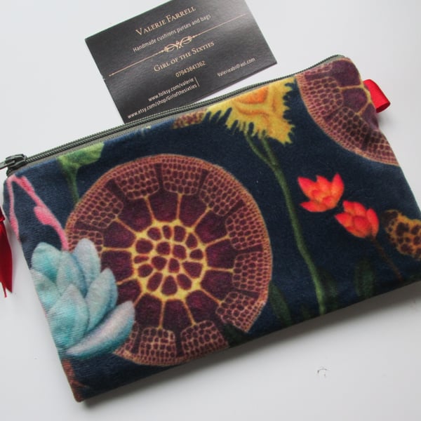 Summer Seconds Printed Velvet  Make Up Bag  Pencil Case