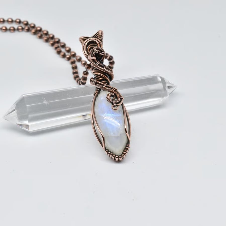 Blue Moonstone and Copper Perfectly Imperfect Pendant