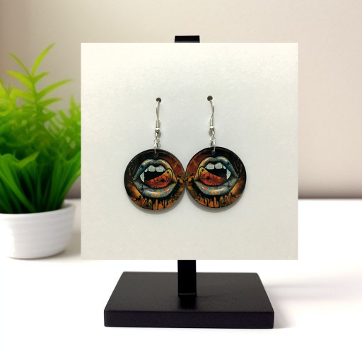 Halloween earrings,Round Wooden Earrings,Handmade drop earrings,