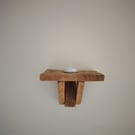 Small mini shelf hand crafted, solid wood, wall mounted, candle display
