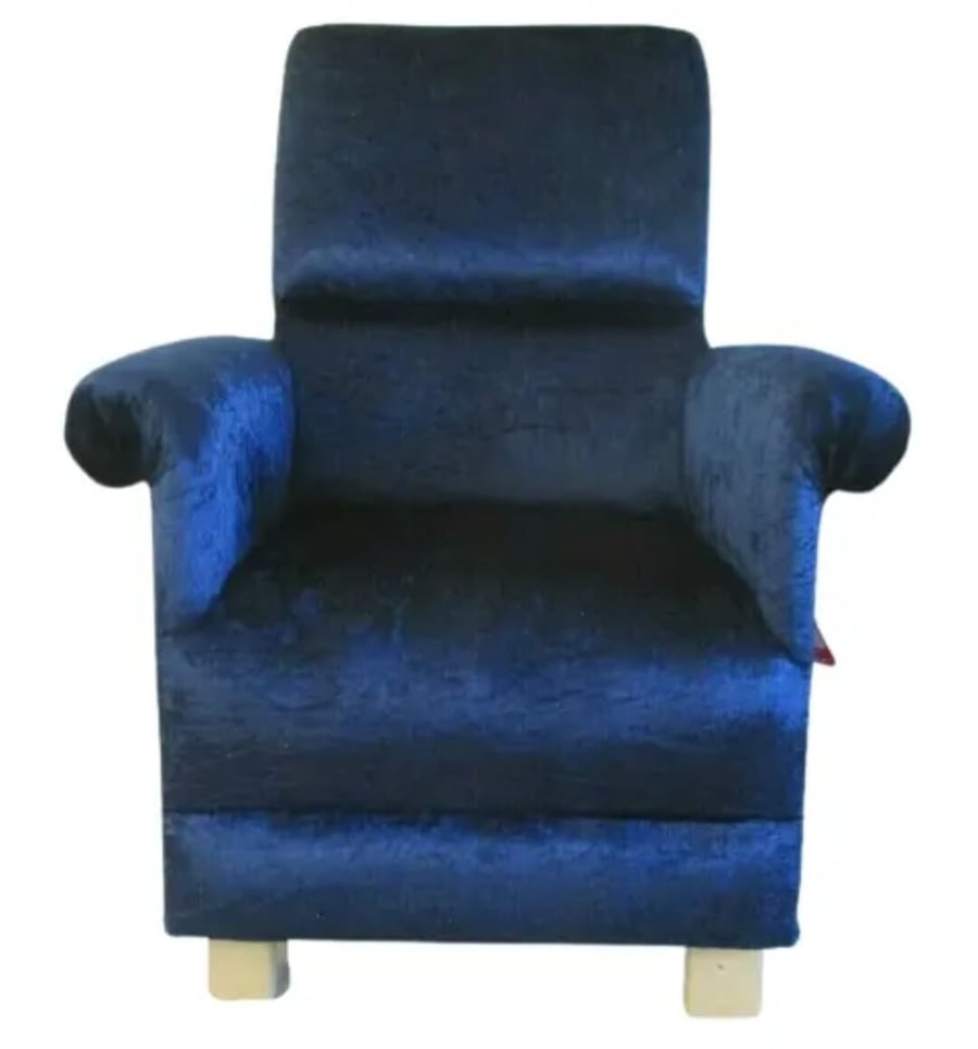 Navy Blue Velvet Armchair Adult Chair Accent St... - Folksy