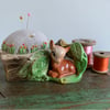 Deer vase embroidered pin cushion