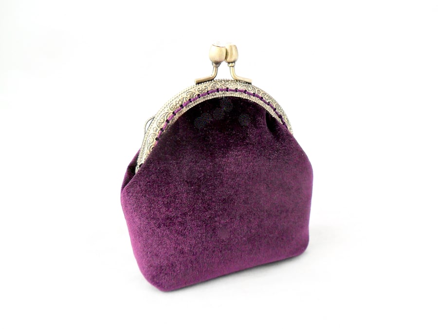Coin purse in purple velvet