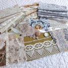 Textile inspiration bundle - Vintage Lace Reclaimed Curtain - Golden Brown