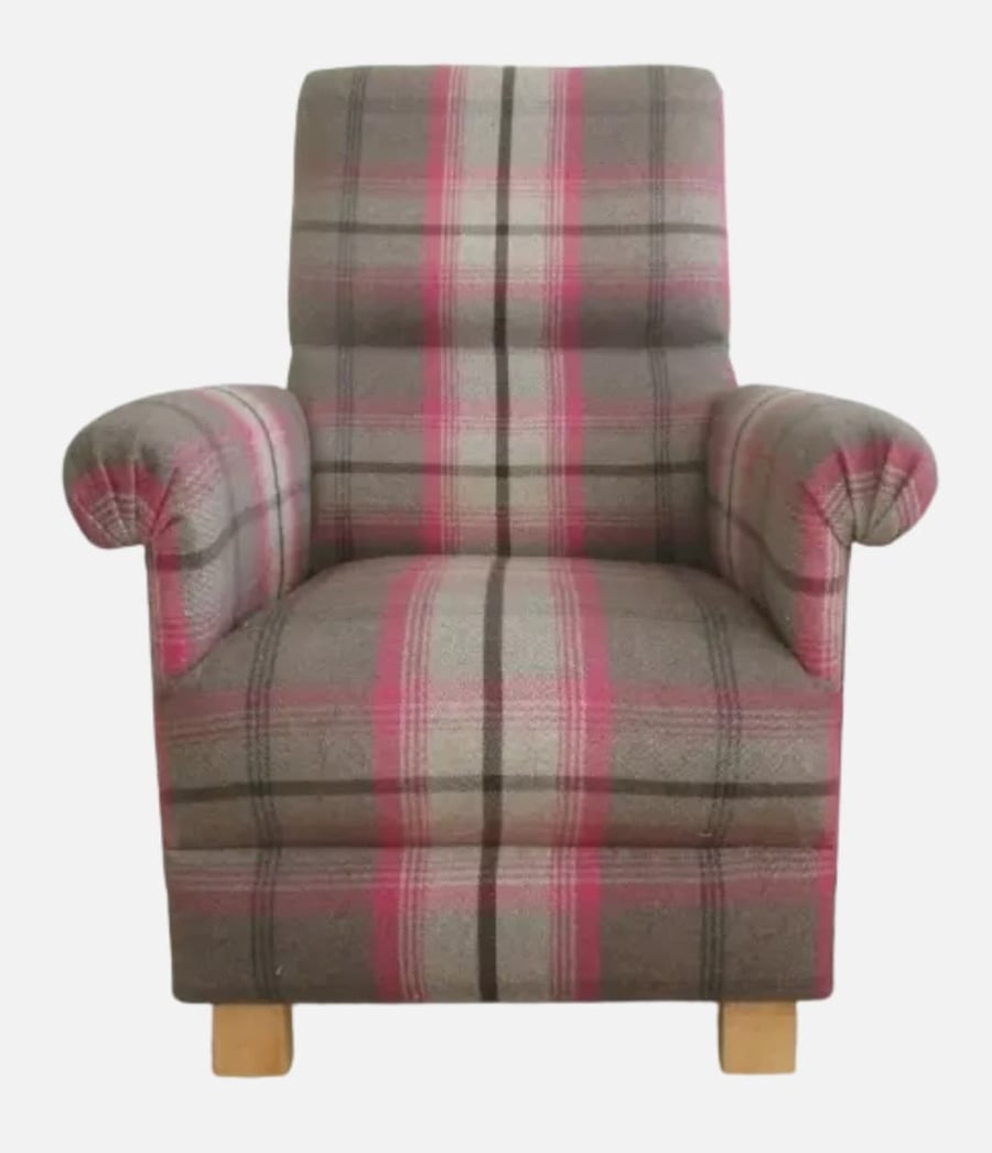 Children s Tartan Armchair Balmoral Fuchsia Che Folksy