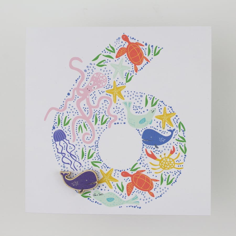 Baby Seal age 6 Card & Pin Badge