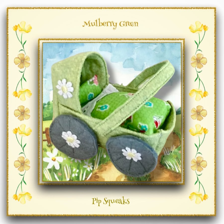 A Tiny Felt Pram for the  Baby Pip Squeaks