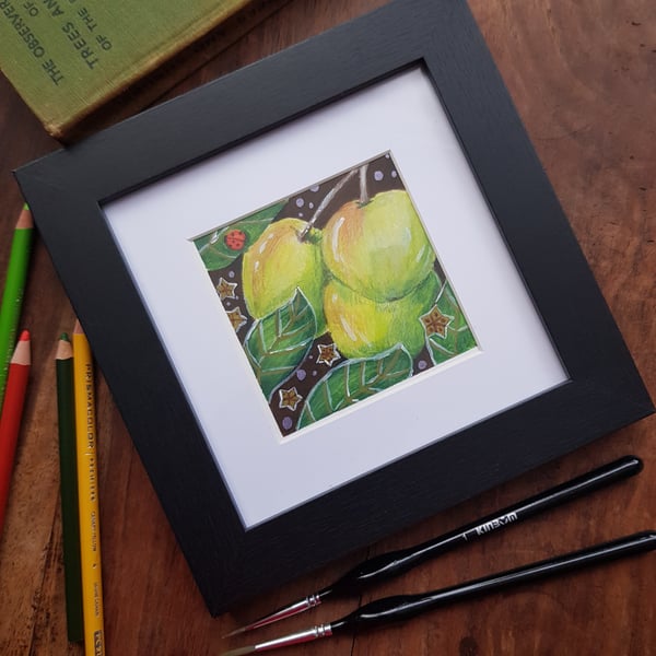 Apple ripening - small original art 