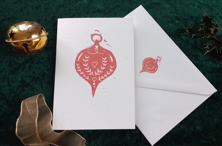 Christmas Card with Bauble Design