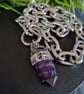 Amethyst Crystal Skull Gothic Necklace Lightweight Chain