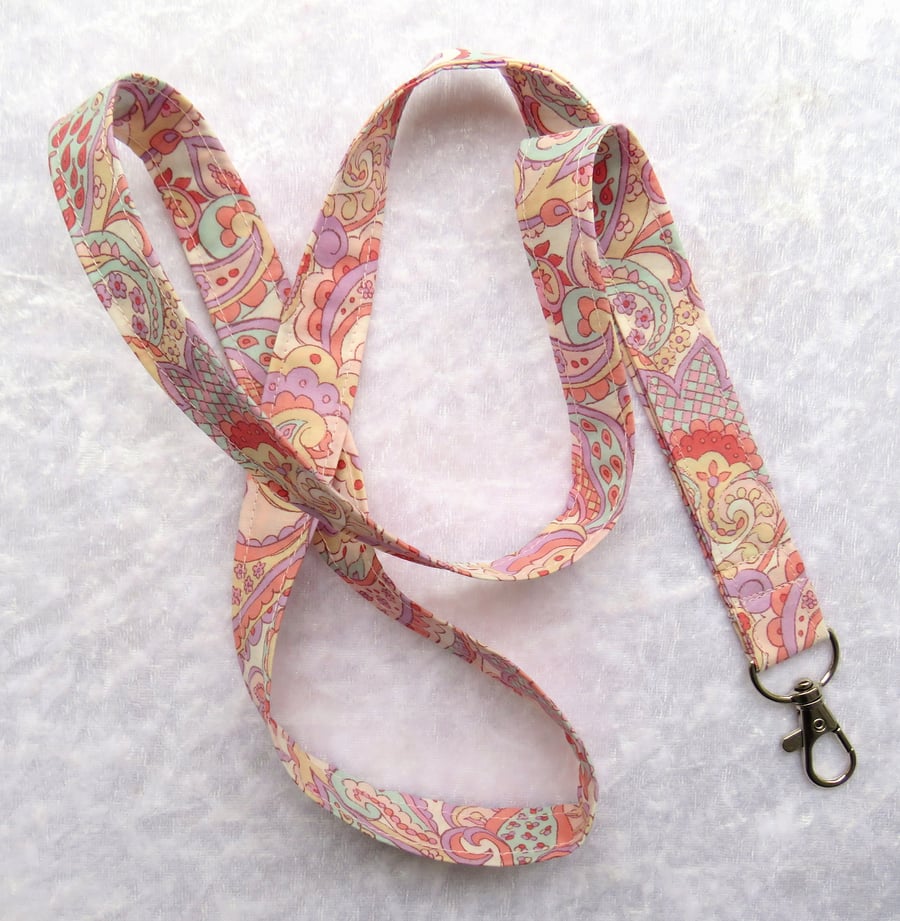 Liberty Tana Lawn lanyard, with swivel lobster clip, paisley