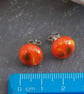 Orange with green glass stud earrings - Image 5