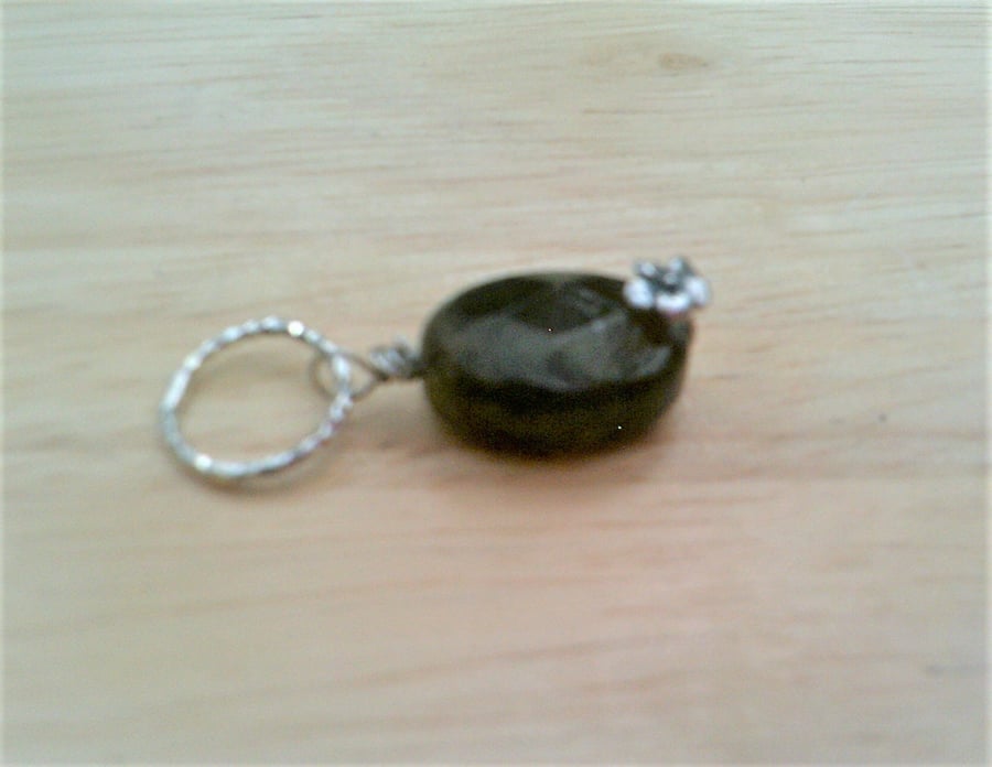 Labradorite Charm Pendant, Sterling Silver Gemstone Charm For Chain