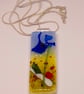 Handmade Fused Glass Pendant Necklace Poppy-field Blue Flower - Image 2