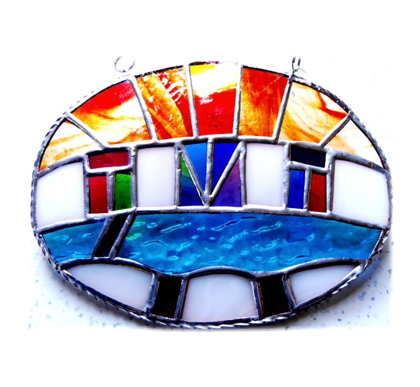 Udaipur Lake Sunrise Stained Glass Suncatcher 001 Indian Colours  