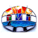 Udaipur Lake Sunrise Stained Glass Suncatcher 001 Indian Colours  