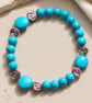 Turquoise & Rose Gold Stretch Bracelet 