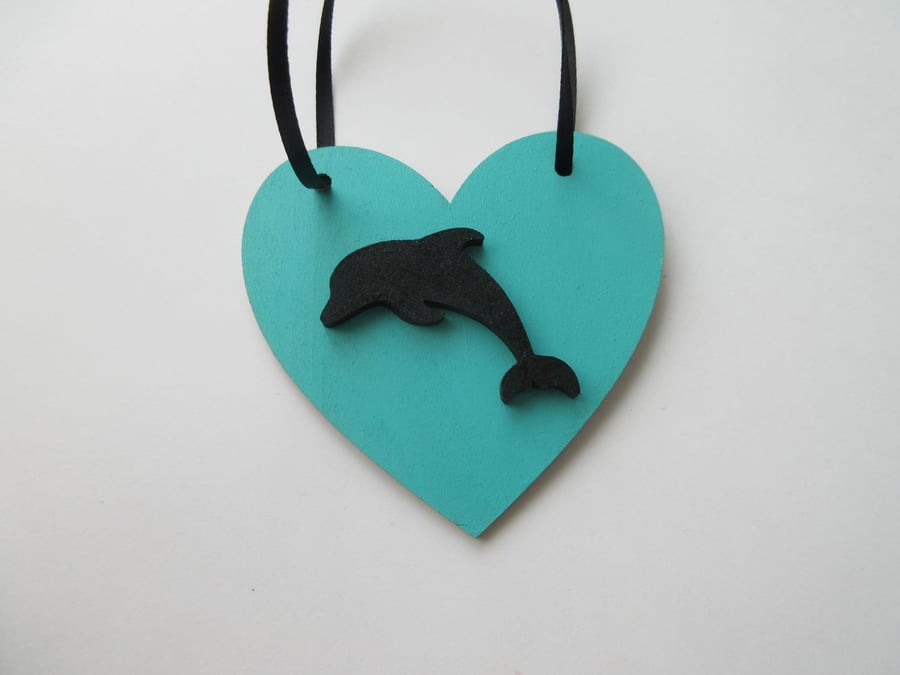Dolphin Hanging Decoration Heart Silhouette