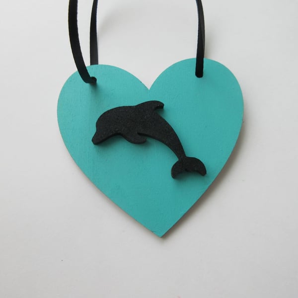 Dolphin Hanging Decoration Heart Silhouette