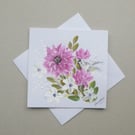 hand painted floral greetings card ( ref FA26 D2 )