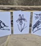 Pack of 3 floral & bird greetings cards - Image 1