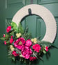 Crochet Pink Peony Wreath Front Door UK - Handmade Spring Summer Wreath 41cm - Image 2