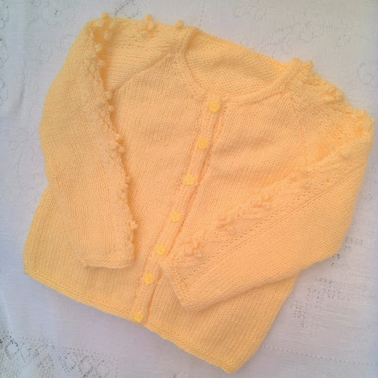 Baby Girl's Cardigan with Patterned Sleeves, Custom Make, Baby Shower Gift