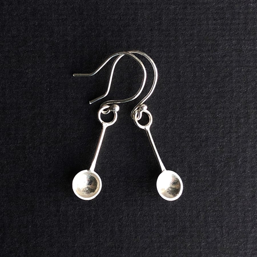 Sterling silver spoon dangle earrings. Silver spoon earrings.