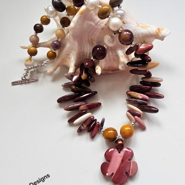 Mookite, Natural Culture Pearls, Necklace 