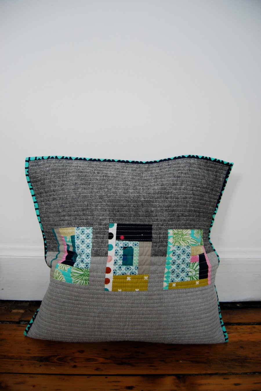 Modern patchwork zipped cushion cover