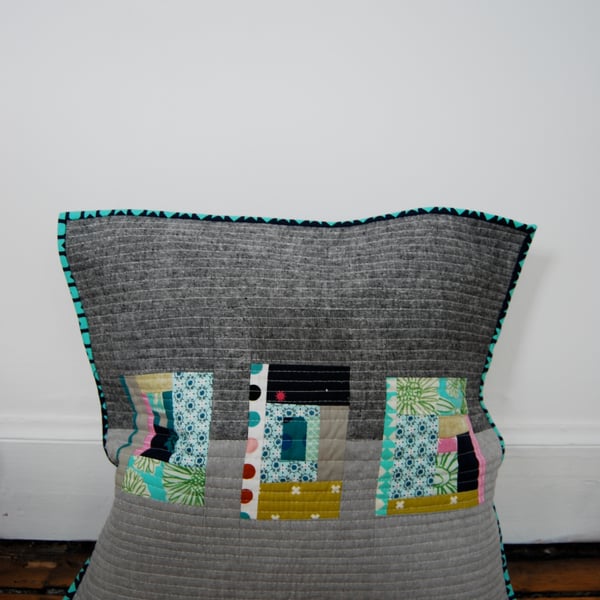 Modern patchwork zipped cushion cover