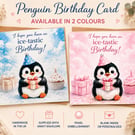 Penguin Birthday Card - Pearl Embellishment, Kraft Envelope
