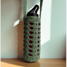 Hand Crochet Water Bottle Holder Crossbody Water Bottle Carrier - Sage Green