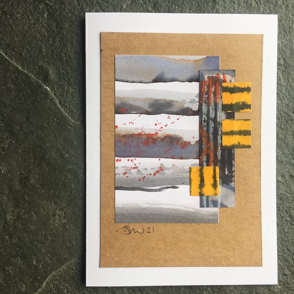 Original artwork, mixed media collage, one of a kind art 10cm x 15cm