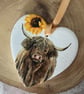 Hanging Heart. Highland Cow. Sunflower.