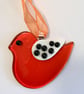 Orange Fused Glass Bird with Spotted Wing - Image 4