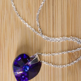 Necklace Purple Swarovski Heart Pendant on Sterling Silver Chain