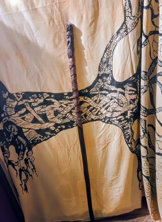 Hand-Carved Wood Spirit Staff