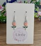 Pink Tulip Dangle Earrings, Enamel Floral Charms, Handmade Jewellery