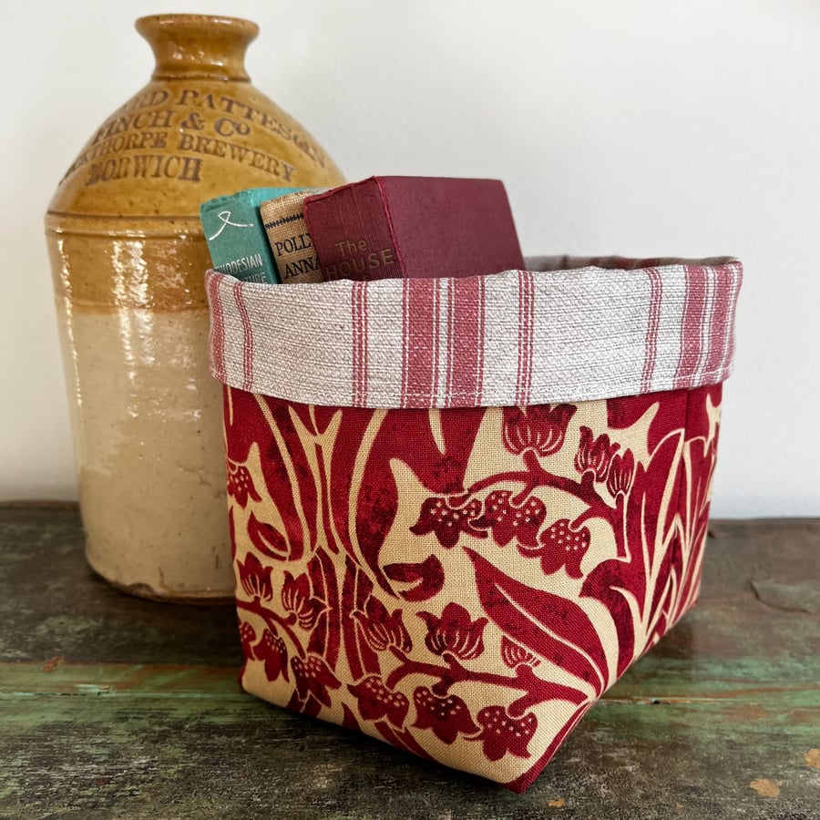 Storage basket plant pot - William Morris Bluebell and linen effect reversible