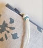 Fabric teal and natural linen zipped pouch or makeup bag: teal lining  - Image 4