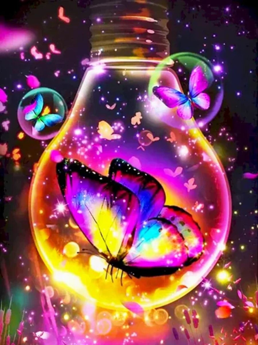 5D DIY Magical Light Bulb With Butterflies Diamond Painting Kit Painting for Adu