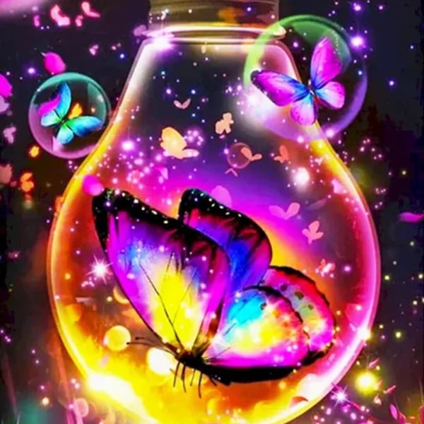 5D DIY Magical Light Bulb With Butterflies Diamond Painting Kit Painting for Adu