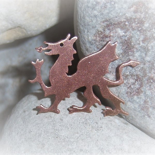 Dragon pin in copper with frosted effect
