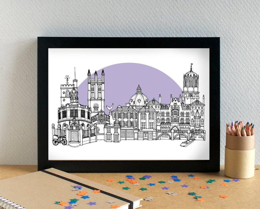 Oxford Skyline Art Print
