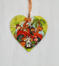 Decoupaged Wooden Hanging Heart 15cm (6") Toy Safari design - Image 3